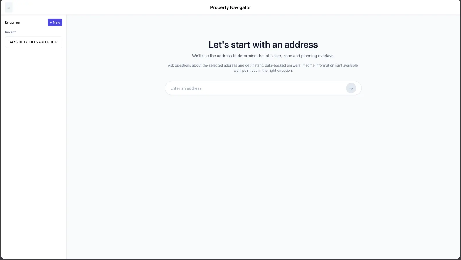 Blueprint AI — Start with an address